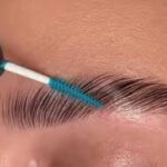 A tool is used for the eyebrow lamination.
