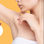 A girl shows her beautiful body after the body scrub service with bleaching.