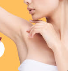 A girl shows her beautiful body after the body scrub service with bleaching.