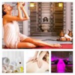A group of scenes that fulfil the bridal Moroccan bath service.